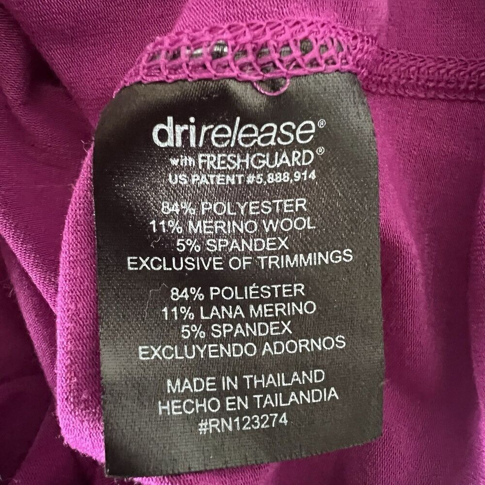 Merino Blend By Paradox 1/4 Zip Shirt Womens Large Purple Activewear Layering - Picture 7 of 10